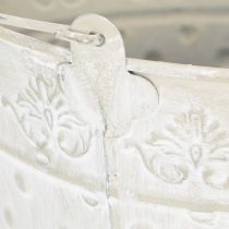 Article Seau décoratif blanchi à la chaux, avec anse, Ø 20,5 cm, pot de fleurs décoratif en métal