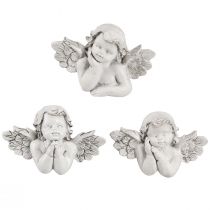 Article Décoration funéraire décorative ange gris polyrésine 7,5×5cm 6 pcs