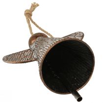 Article Clochette décorative en métal, ange gardien, bronze et blanc, style vintage shabby chic, 21 x 13,5 x 24 cm