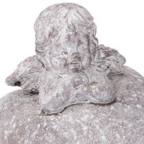 Article Figurine décorative d&#39;ange sur un cœur en pierre moulée 15×13,5×12cm