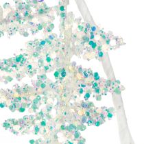 Article Fougère déco à suspendre blanc bleu pailleté hiver L110cm