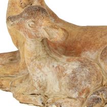 Article Figurine décorative cerf avec faon en pierre moulée marron blanc 20×11×17cm