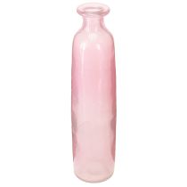 Article Vase décoratif bouteille en verre rose rustique Ø6cm H24cm