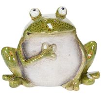 Article Figurine grenouille décoration en céramique vert brun style vintage 15,5 cm