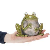 Article Figurine grenouille décoration en céramique vert brun style vintage 15,5 cm