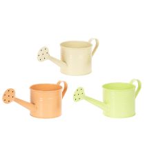 Article Ensemble d'arrosoirs décoratifs aux tons pastel saumon, vert et jaune-vert - pot en métal Ø11 cm H10 cm, 8 pièces