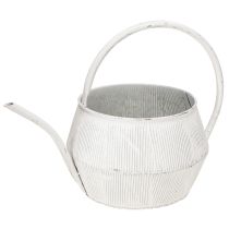 Article Arrosoir décoratif métal blanc décor vintage rainuré Ø25cm