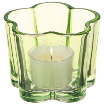 Article Photophore décoratif en verre en forme de fleur vert Ø7,5cm H6cm 6pcs