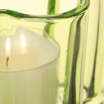 Article Photophore décoratif en verre en forme de fleur vert Ø7,5cm H6cm 6pcs