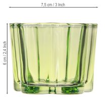 Article Photophore décoratif en verre en forme de fleur vert Ø7,5cm H6cm 6pcs