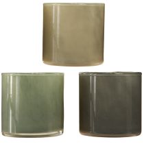 Article Jardinière décorative en verre vert gris clair gris H10cm 3 pcs
