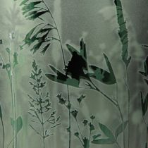 Article Lanterne décorative en verre vert blanc motif prairie H12,5cm 2 pièces