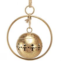 Article Cloche décorative cloche dorée à suspendre décoration métal naturel Ø14cm