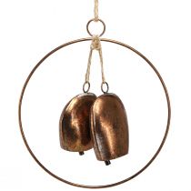 Article Cloches décoratives dans un anneau suspendu décoration Noël bronze Ø29cm