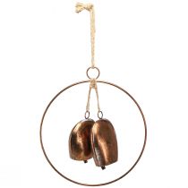 Article Décoration murale avec clochettes en métal finition bronze et anneau Ø29 cm