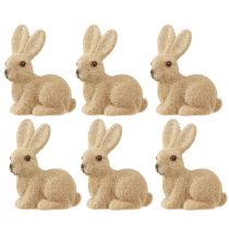 Article Lapins de Pâques décoratifs floqués assis – 2e choix – Printemps 10 cm 6 pièces