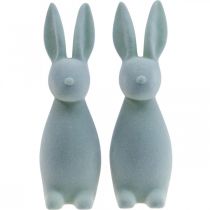 Article Lapin de Pâques décoratif, floqué, gris-vert, H 29,5 cm, lot de 2