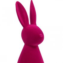 Article Lapin rose décoratif, lapin de Pâques floqué, H47cm