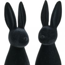 Article Lapin déco lapin de Pâques déco noir floqué H29.5cm 2pcs