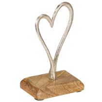 Article Cœur déco en métal et bois Couleur argent 7,5×5×13cm 3pcs
