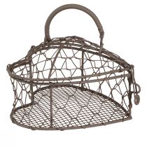 Article Coeur décoratif en fil de fer à remplir gris vintage 14×13,5cm