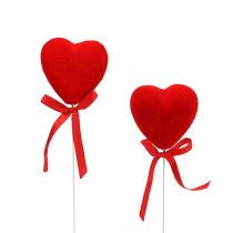 Coeurs décoratifs floqués 6cm rouge 18 pcs