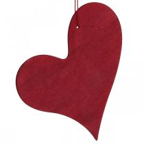 Article Coeurs déco à suspendre coeur en bois rouge/blanc 12cm 12pcs