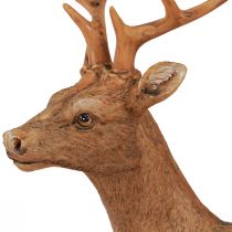 Article Cerf décoratif marron aspect bois 19x8,5x22,5cm 2 pièces