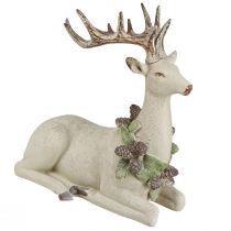 Article Cerf décoratif couché vintage en marron vert 30x13x28cm