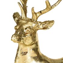 Article Figurine décorative de renne couché en or 10,5 × 7 × 11,5 cm 2 pièces