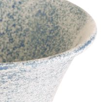 Article Calice décoratif en métal blanc antique et bleu, décoration de table Ø11 cm H17,5 cm
