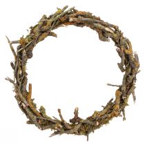Article Couronne décorative branches avec décoration naturelle lichen et mousse Ø33cm
