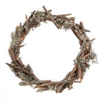 Article Couronne décorative avec branches et mousse de chêne lichen Ø30cm