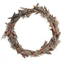Article Couronne décorative, couronne de porte, couronne naturelle, mousse de chêne, Ø30cm, couronne de l'Avent, couronne de Noël