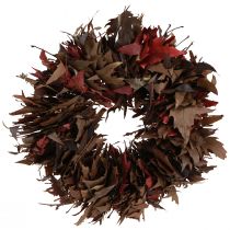 Article Couronne décorative à suspendre couronne de feuilles de sycomore naturel Ø35cm