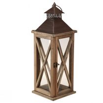 Article Lanterne décorative en bois lanterne en bois vintage marron 17×17×50cm