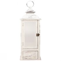 Article Lanterne décorative vintage avec tiroir blanc 20×20cm H51cm