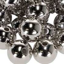 Article Perles décoratives argent métallisé 14mm 35 pcs