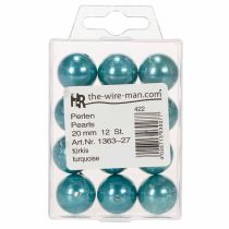 Article Perles décoratives Ø2cm turquoise 12 pcs