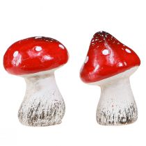 Article Champignons décoratifs en céramique rouge, blanc H5cm 6 pcs
