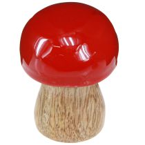 Article Champignons décoratifs en bois laqué rouge champignons H5cm Ø4cm 6 pcs