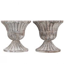 Article Tasse Décorative Rustique Antique Calice Gris Blanc Ø8cm H8.5cm 2pcs