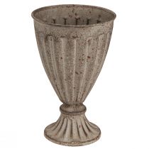 Article Jardinière Coupe déco antique Métal Gris Marron Ø13cm H19cm