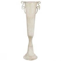Article Vase trophée décoratif, métal vintage, style antique avec anses, gris, Ø15 cm H59 cm, pour fleurs séchées et décoration intérieure