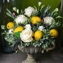 Article Fleurs décoratives en soie roses en bouquet crème 36cm 8 pcs