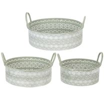 Article Bol décoratif en métal avec anses, pot de fleurs vintage, lot de 3