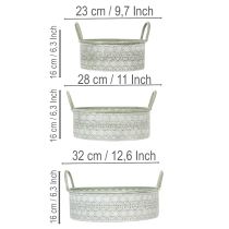 Article Bol décoratif en métal avec anses, pot de fleurs vintage, lot de 3