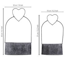 Article Bol décoratif ovale en métal avec cœur noir 20/16 cm lot de 2