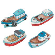 Article Bateau décoratif bleu rouge décoration de table maritime 5 cm 8 pièces