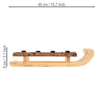Article Traîneau déco 4 bougeoirs avec écorce de bois 40×12,5cm